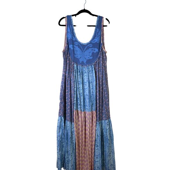 NWT Free People Size Medium Lost Palms Maxi Dress Patchwork Print Boho $198 - Picture 4 of 6